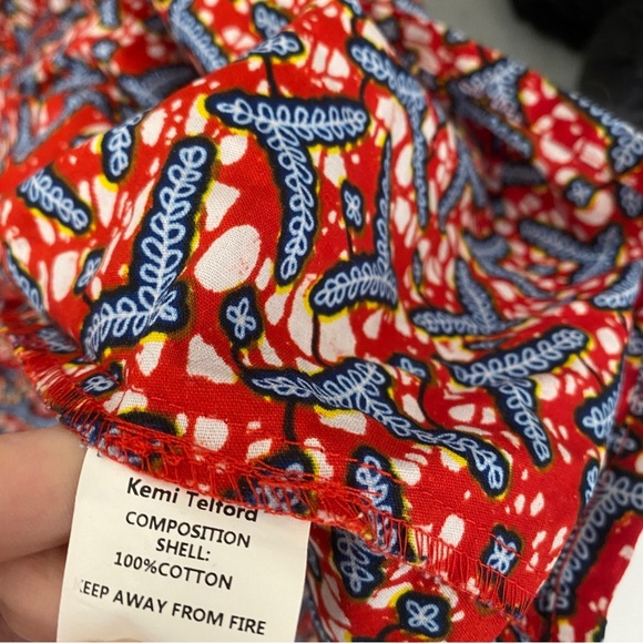 Kemi Telford || Belted Cotton Shirt Dress Shirtdress Red Medium - Picture 8 of 8